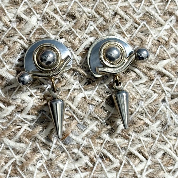 Artisan Jewelry - Modernist Artisan OOAK Silver Geometric Dangle Earrings